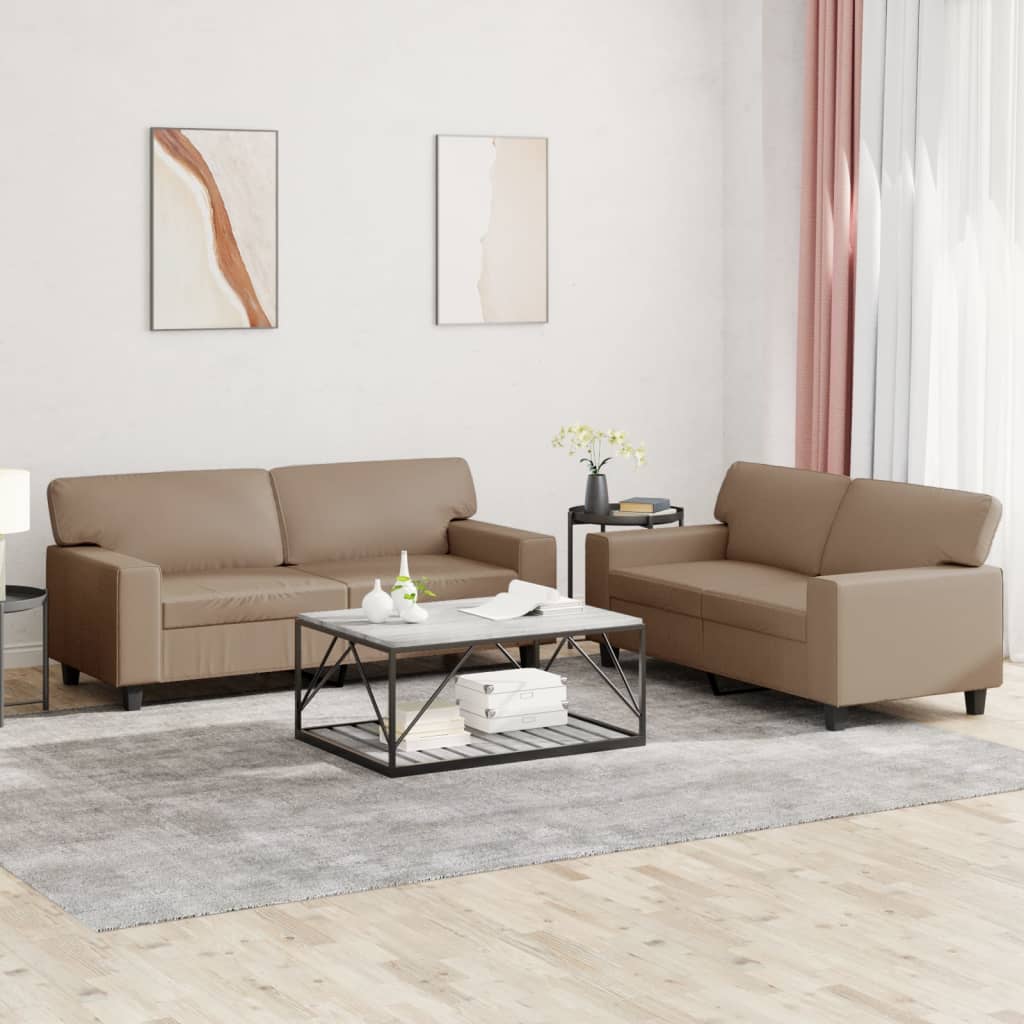 2 Piece Sofa Set Cappuccino Faux Leather