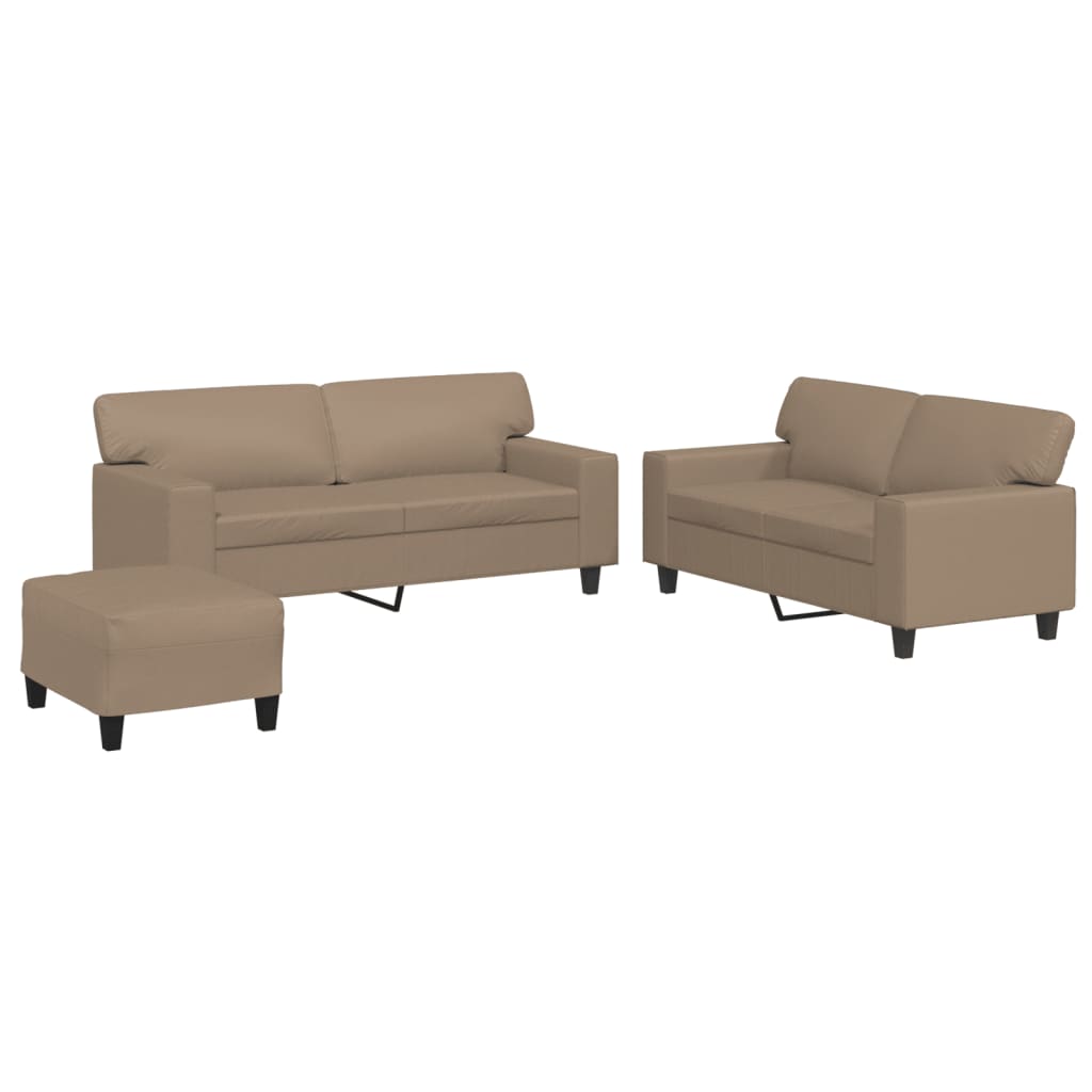 3 Piece Sofa Set Cappuccino Faux Leather