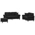 3 Piece Sofa Set with Pillows Black Velvet