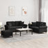 3 Piece Sofa Set with Pillows Black Velvet