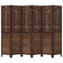 Room Divider 6 Panels Dark Brown Solid Wood Paulownia