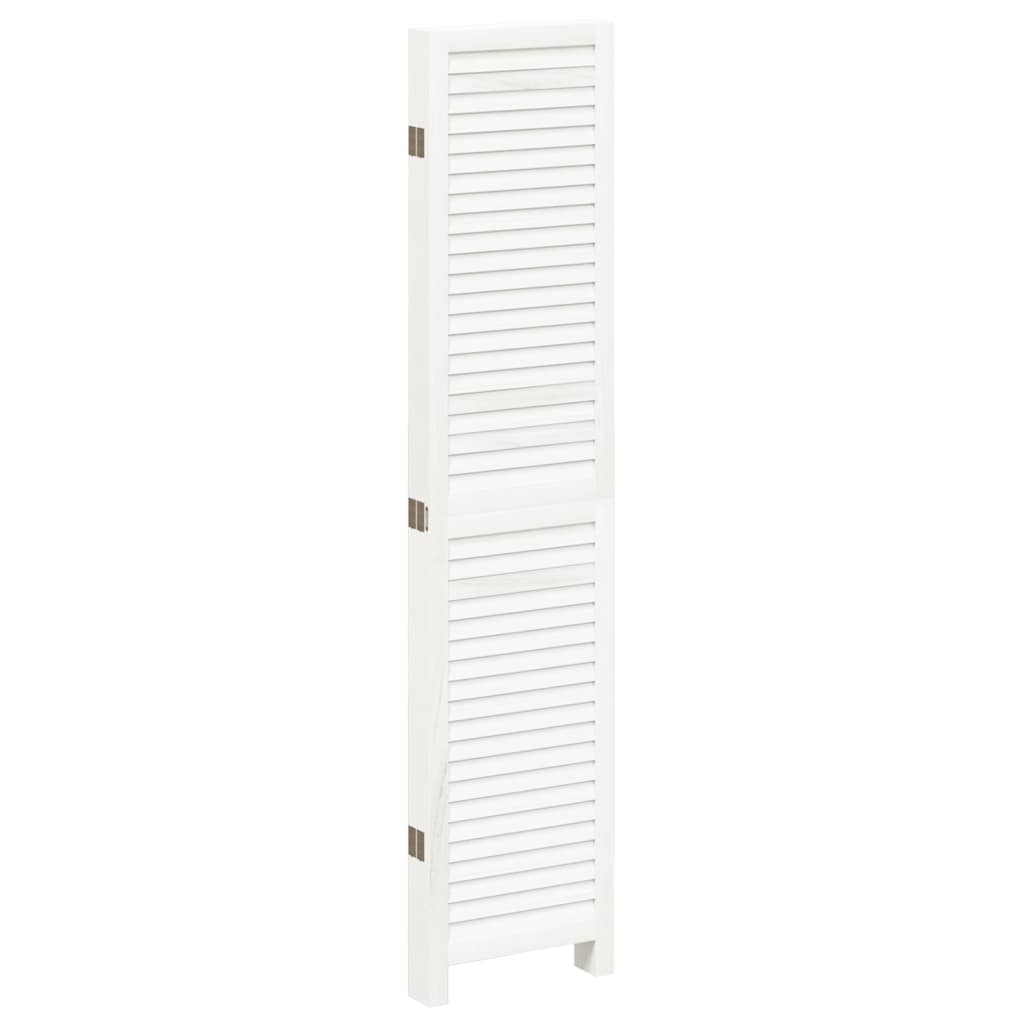 Room Divider 5 Panels White Solid Wood Paulownia