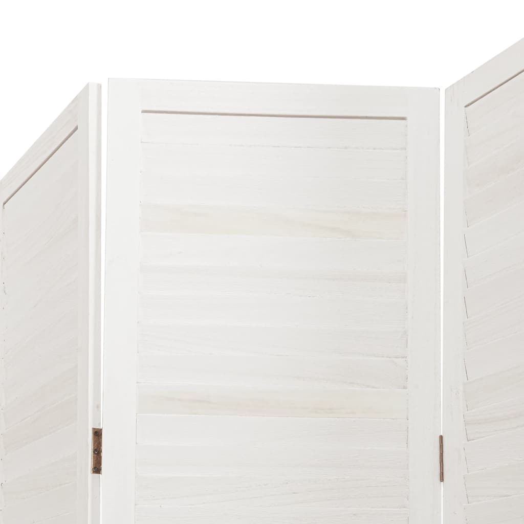 Room Divider 5 Panels White Solid Wood Paulownia