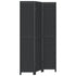 Room Divider 3 Panels Black Solid Wood Paulownia