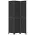 Room Divider 3 Panels Black Solid Wood Paulownia