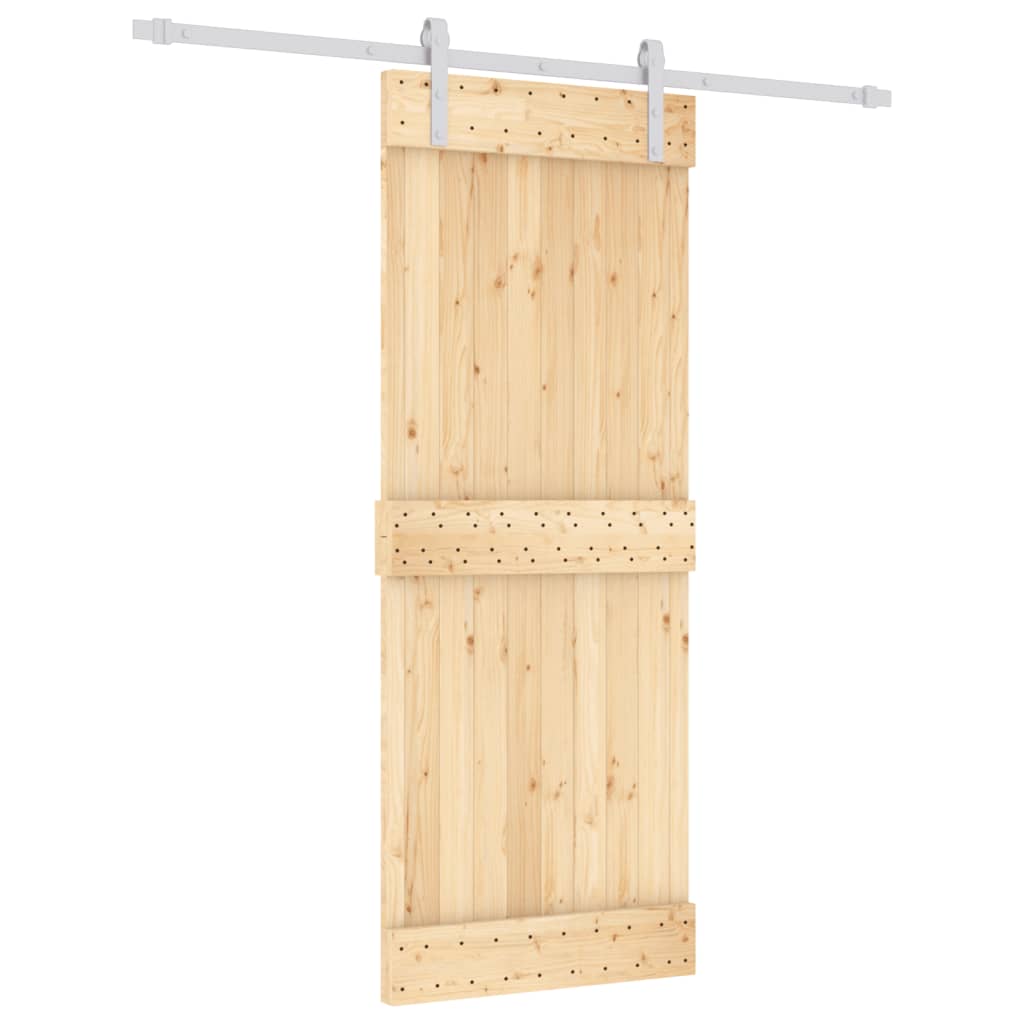 Sliding Door with Hardware Set 80x210 cm Solid Wood Pine