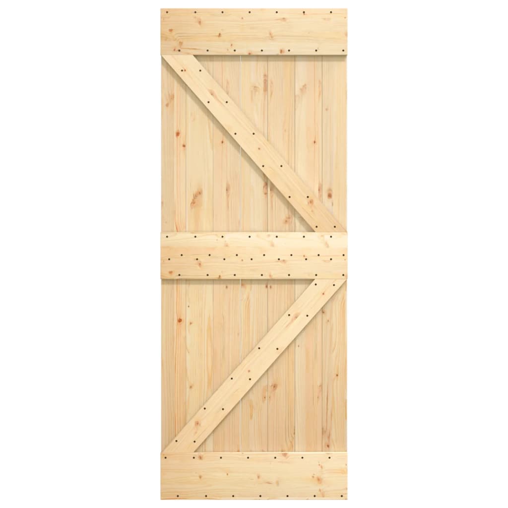 Sliding Door with Hardware Set 80x210 cm Solid Wood Pine