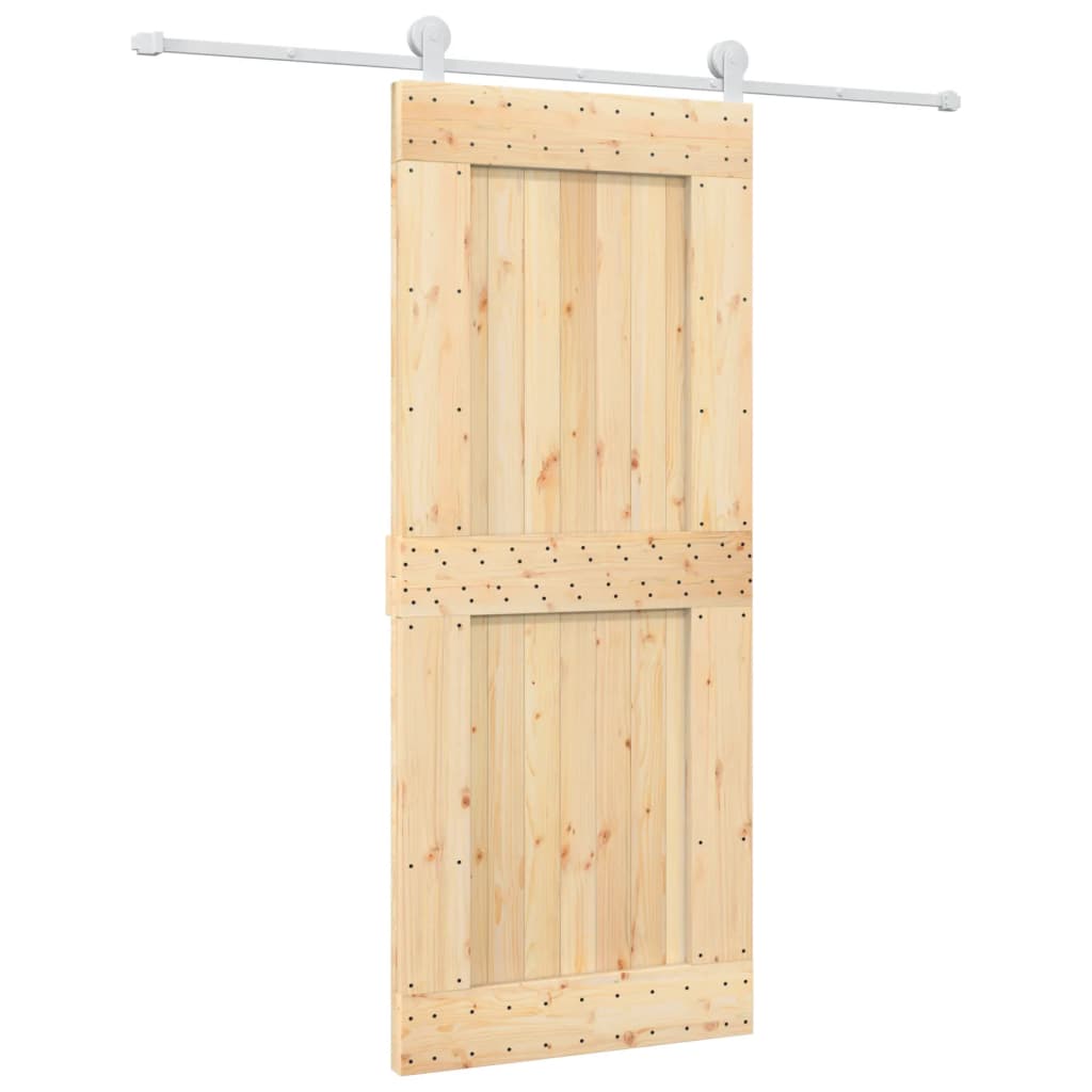 Sliding Door with Hardware Set 85x210 cm Solid Wood Pine