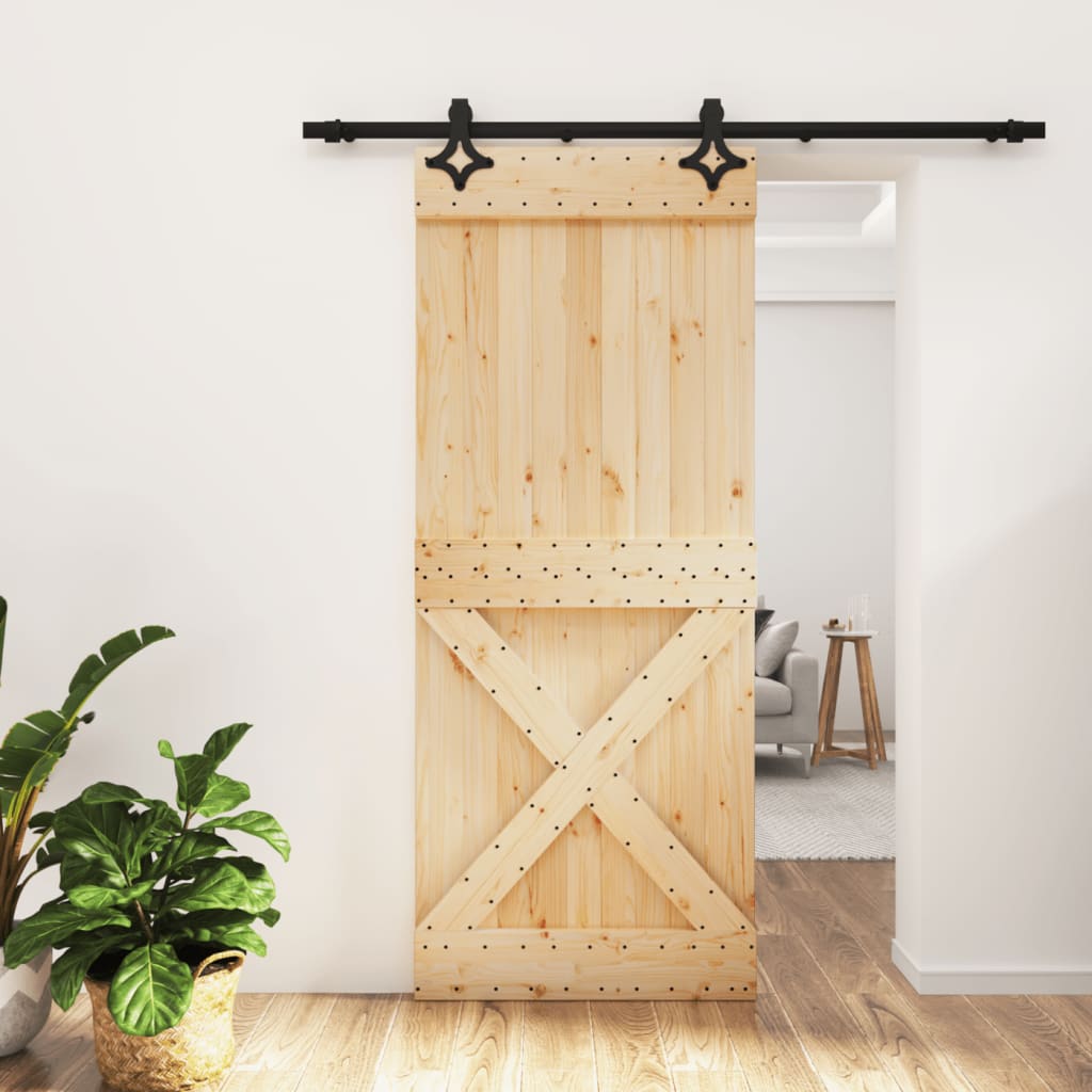 Sliding Door with Hardware Set 85x210 cm Solid Wood Pine