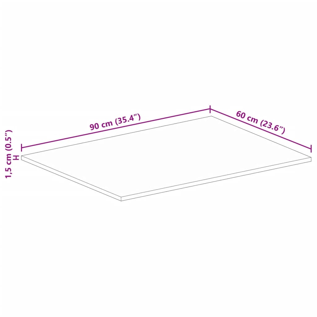 Table Top 90x60x1.5 cm Rectangular Solid Wood Reclaimed