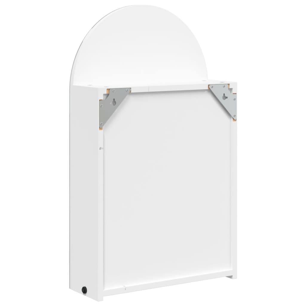 Bathroom Mirror Cabinet with LED Light Arched White 42x13x70 cm