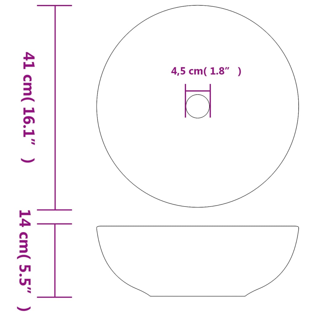 Countertop Basin Multicolour Round Φ41x14 cm Ceramic