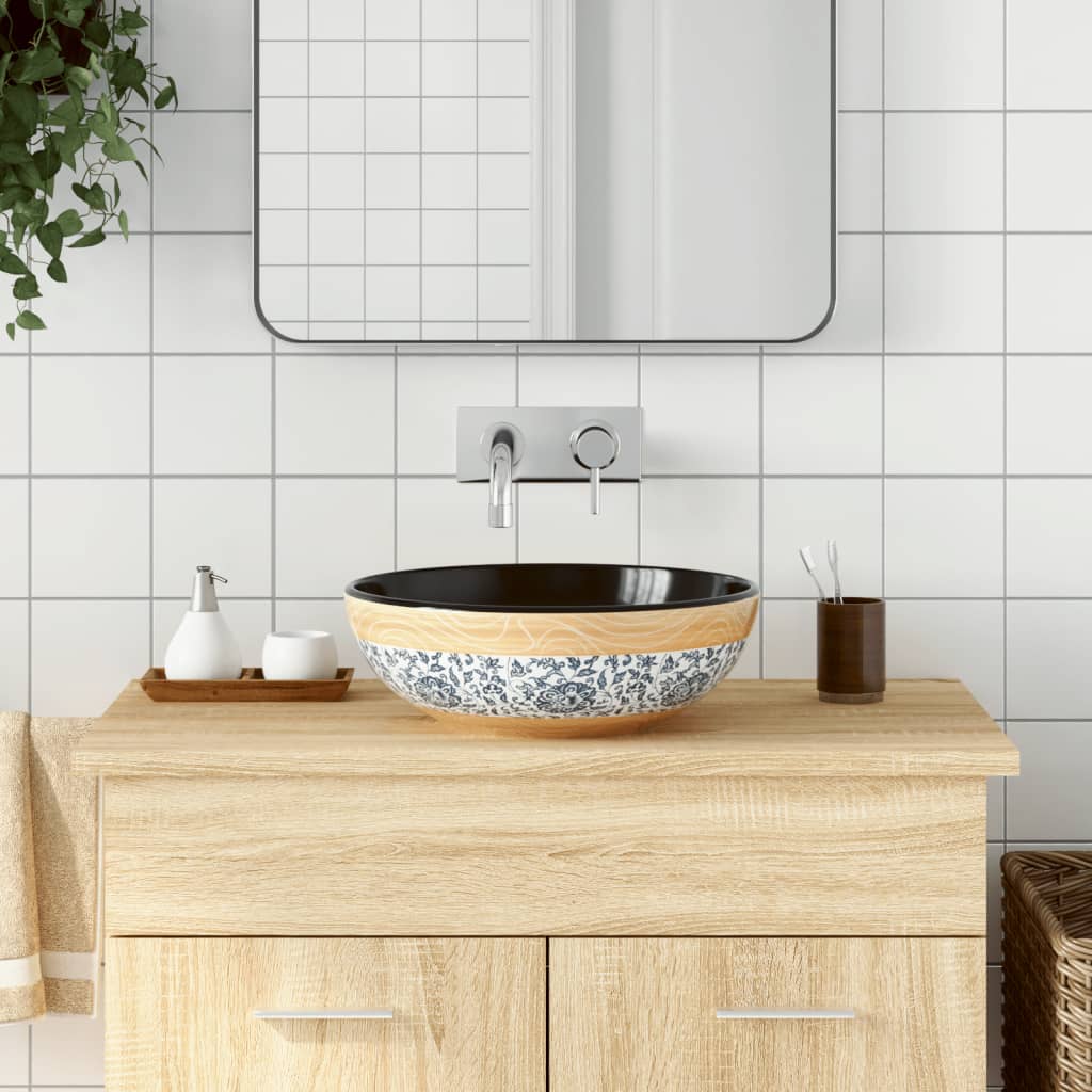 Countertop Basin Multicolour Round Φ41x14 cm Ceramic