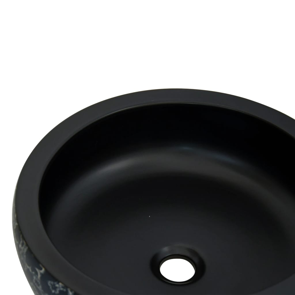 Countertop Basin Black and Blue Round Φ41x14 cm Ceramic