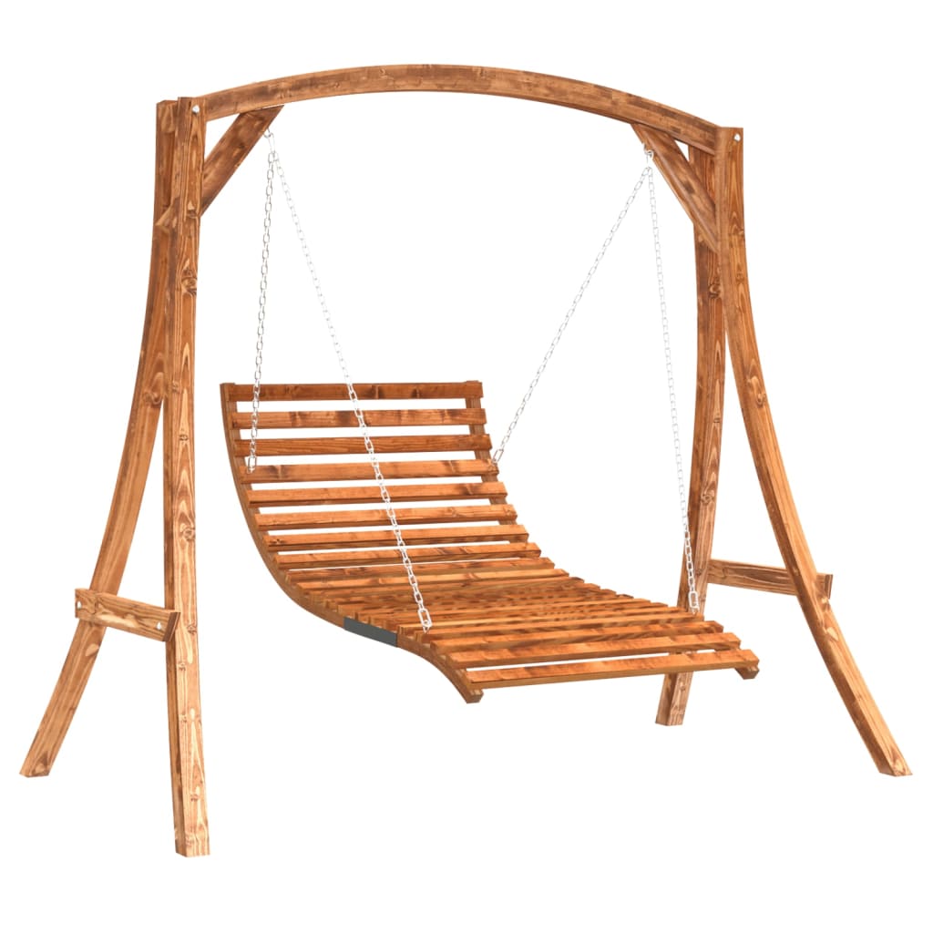 Swing Bed Solid Wood Spruce with Teak Finish