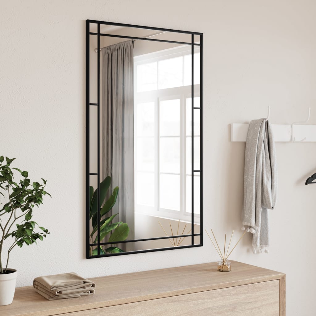 Wall Mirror Black 60x100 cm Rectangle Iron