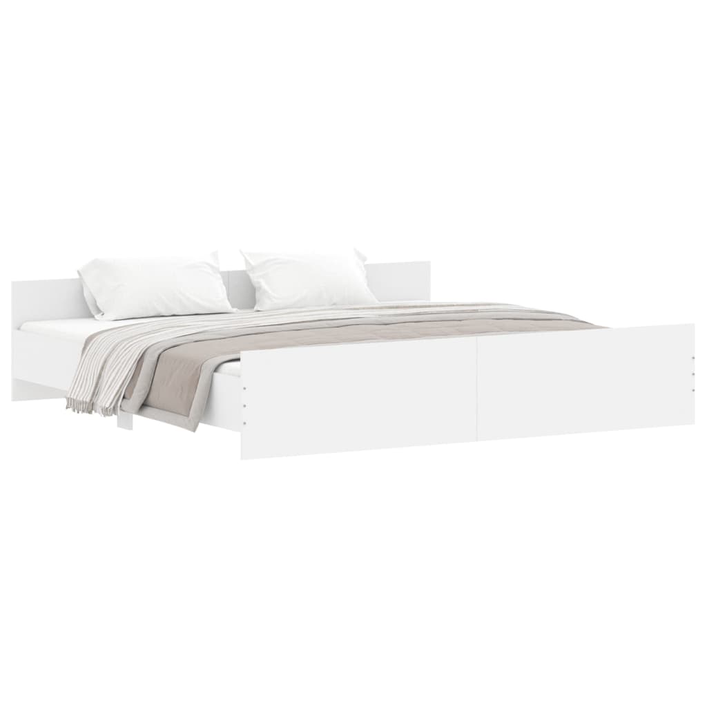 Bed Frame without Mattress White 183x203 cm King