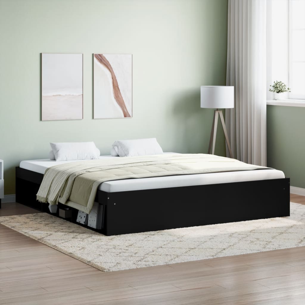 Bed Frame without Mattress Black 183x203 cm King