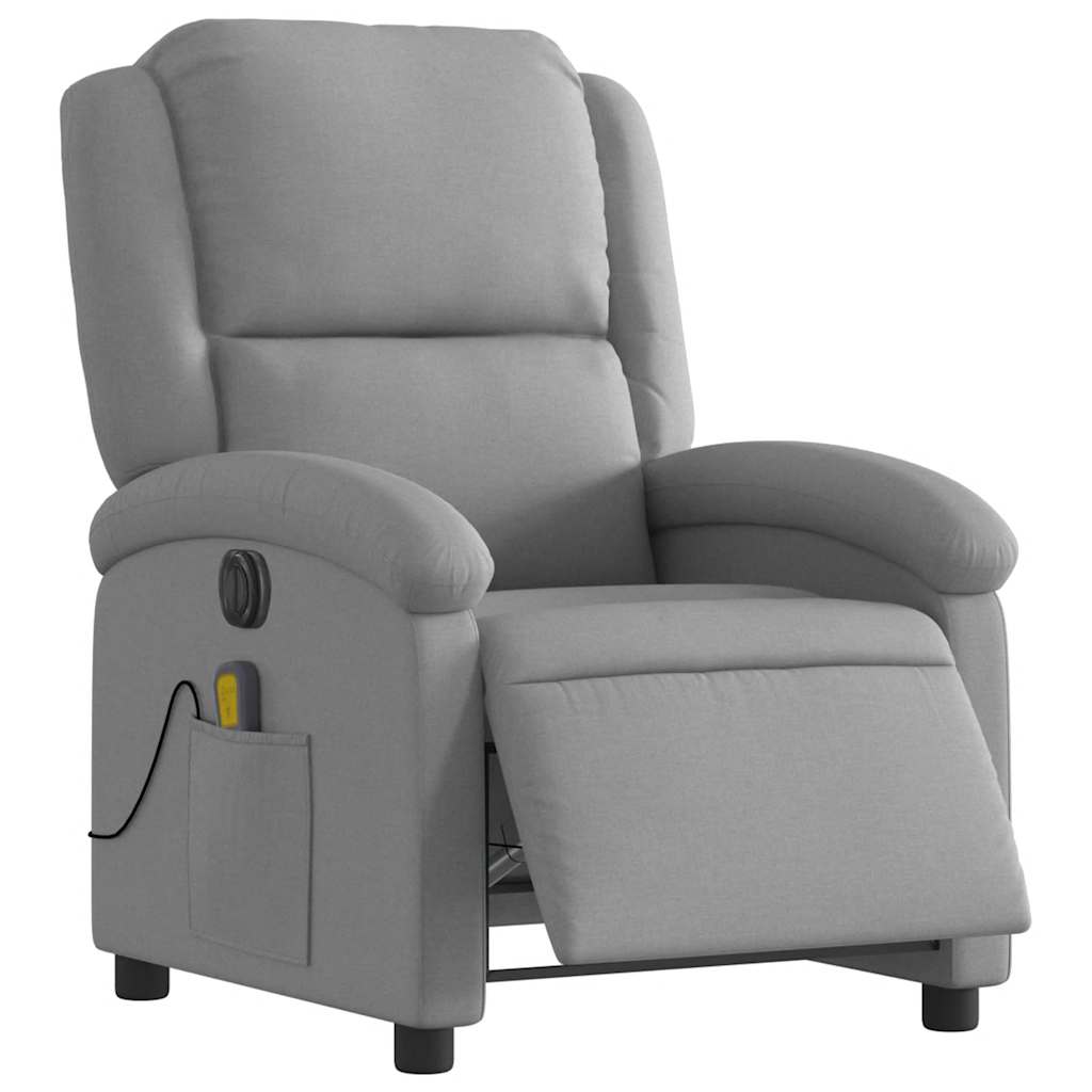 Electric Massage Recliner Chair Light Grey Fabric