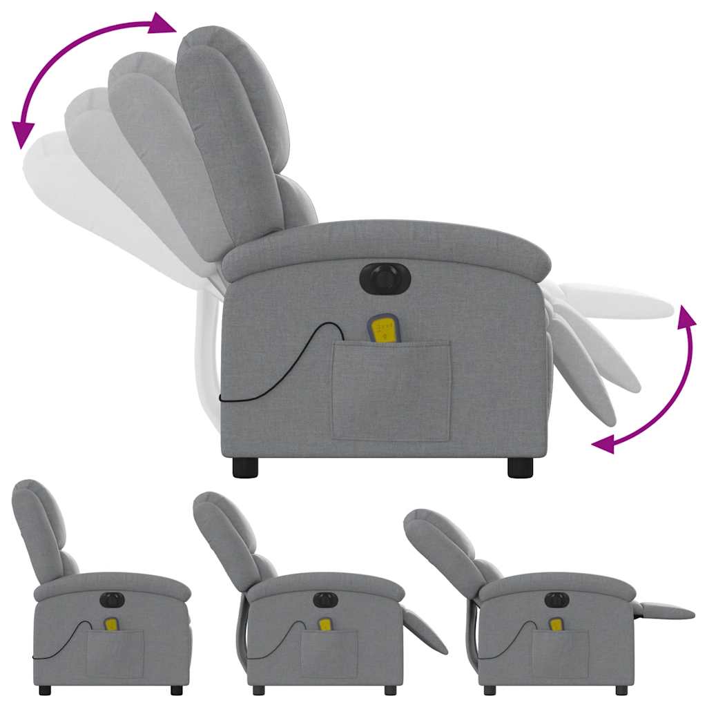 Electric Massage Recliner Chair Light Grey Fabric