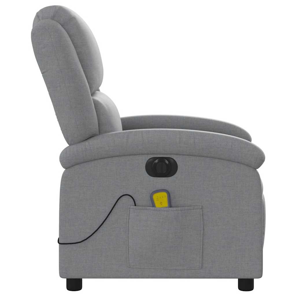 Electric Massage Recliner Chair Light Grey Fabric