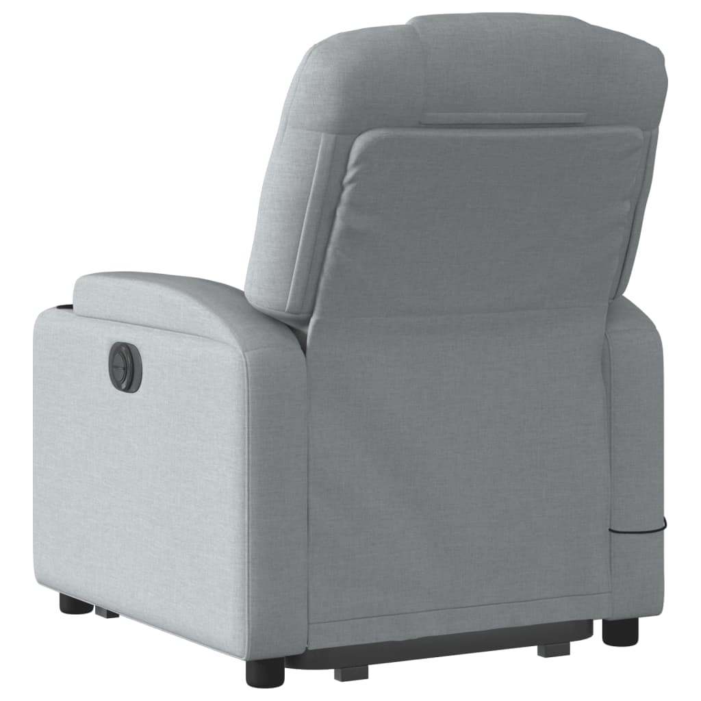 Electric Stand up Massage Recliner Chair Light Grey Fabric