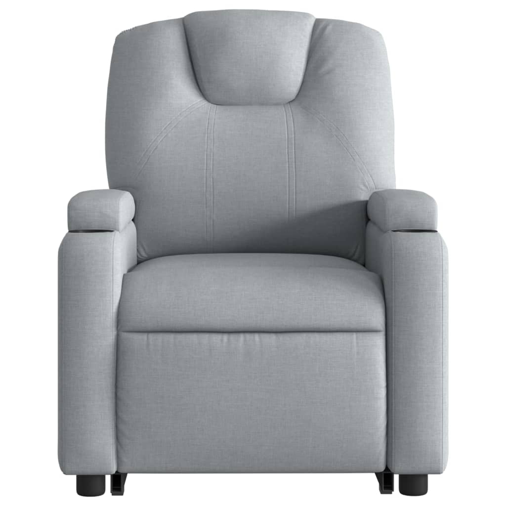 Electric Stand up Massage Recliner Chair Light Grey Fabric