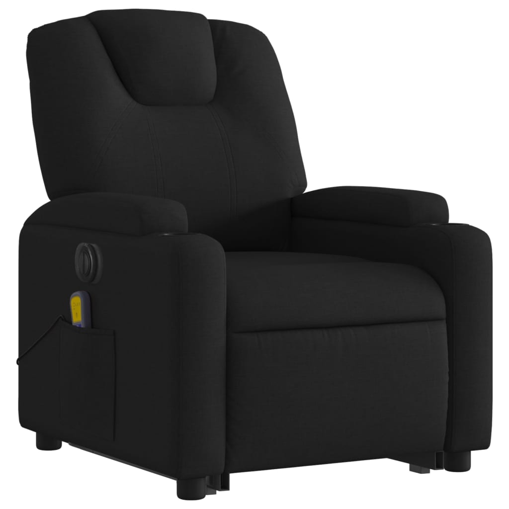 Electric Stand up Massage Recliner Chair Black Fabric