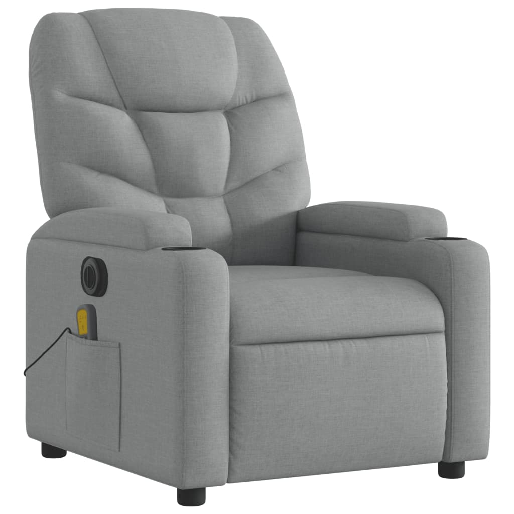 Electric Massage Recliner Chair Light Grey Fabric