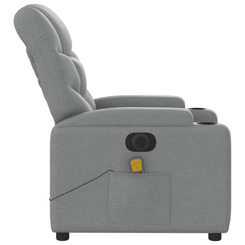 Electric Massage Recliner Chair Light Grey Fabric