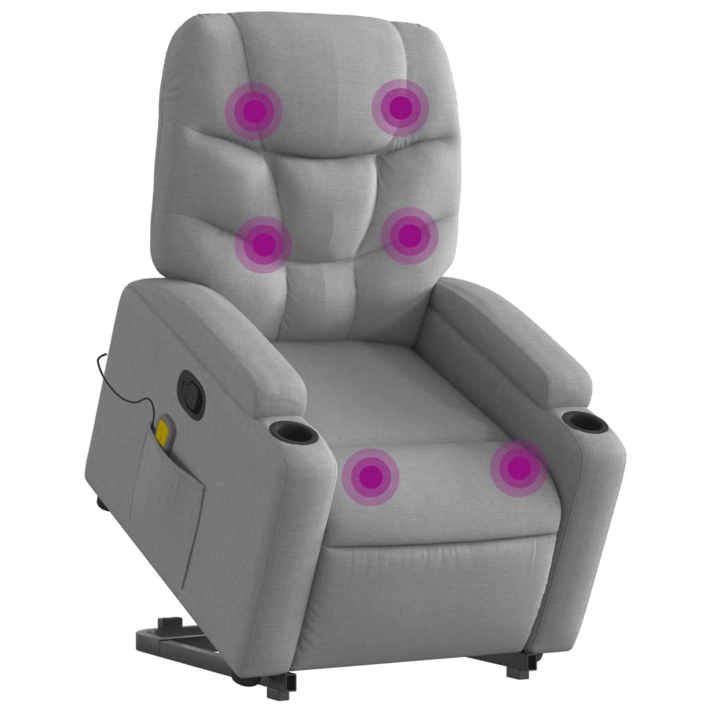 Stand up Massage Recliner Chair Light Grey Fabric