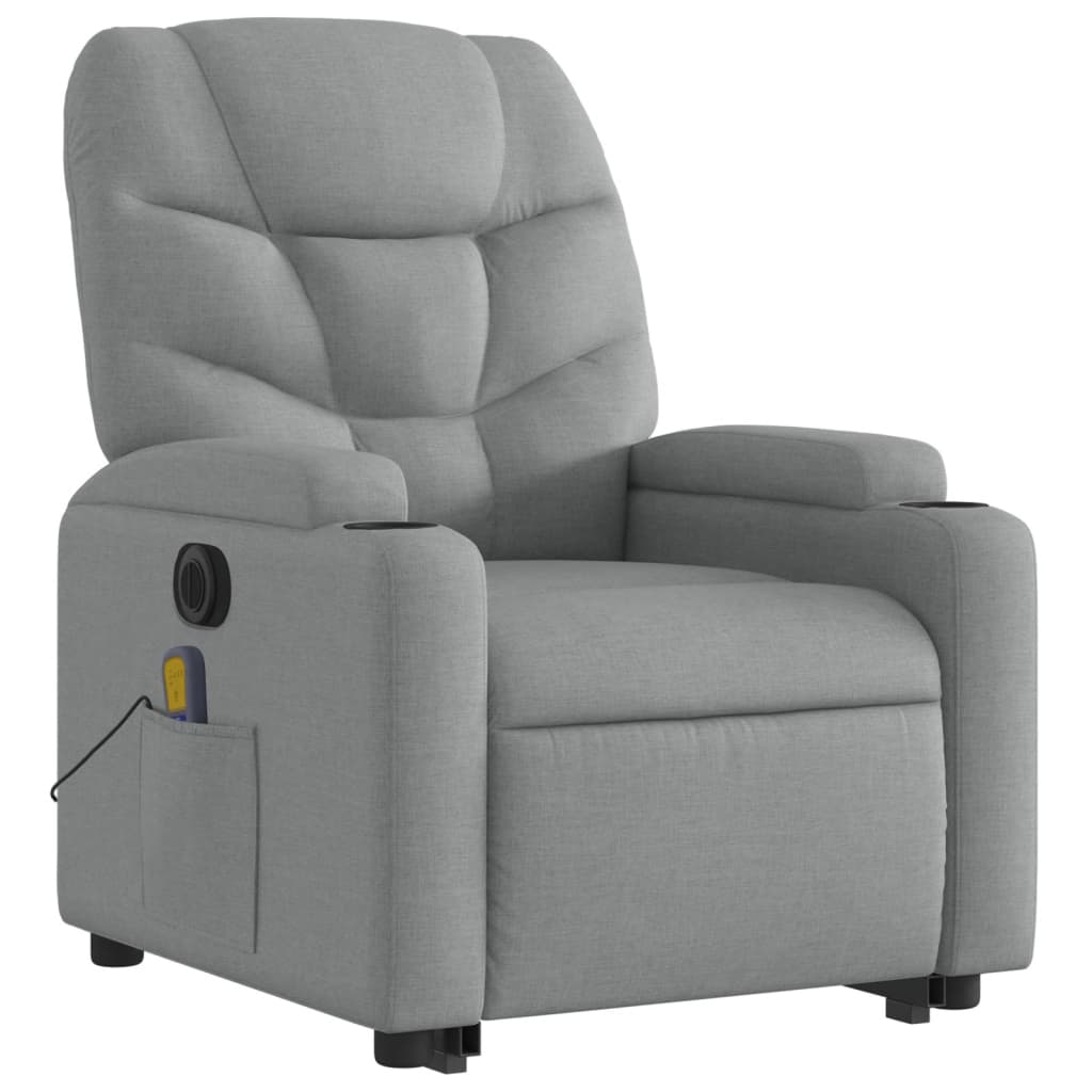 Electric Stand up Massage Recliner Chair Light Grey Fabric