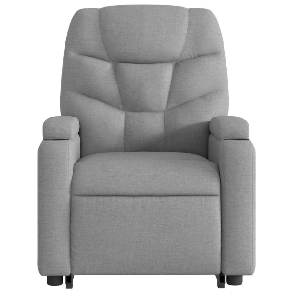 Electric Stand up Massage Recliner Chair Light Grey Fabric