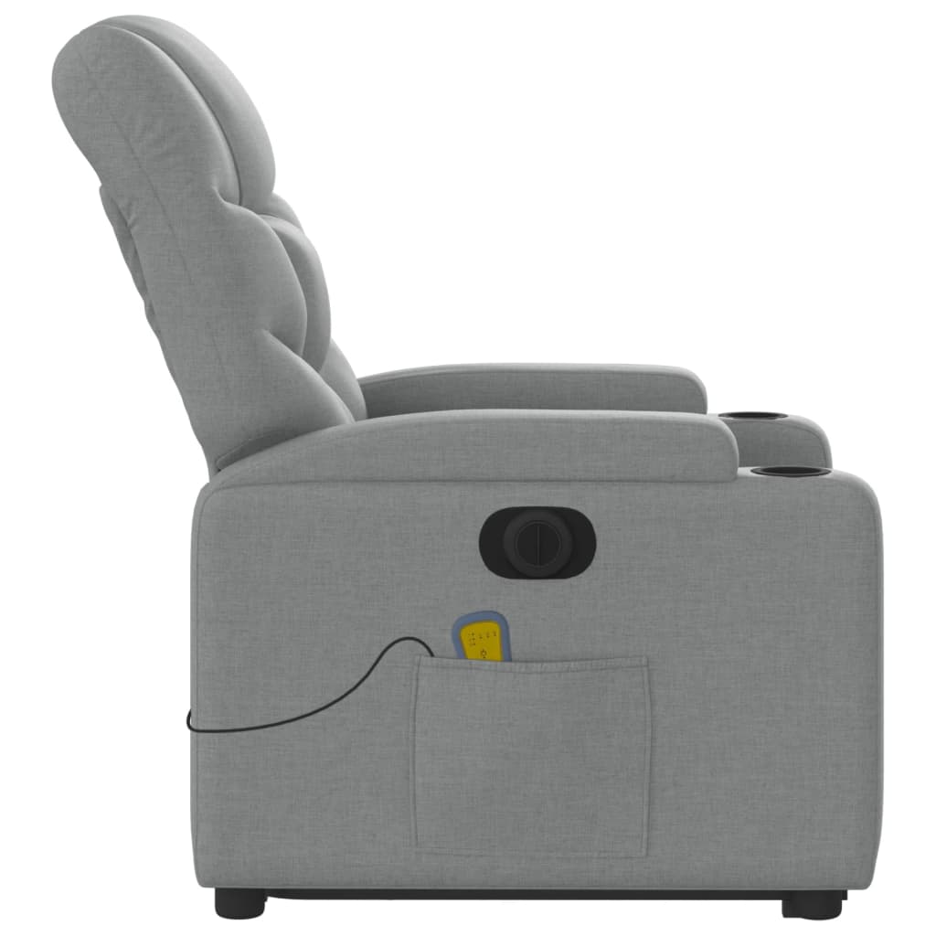 Electric Stand up Massage Recliner Chair Light Grey Fabric