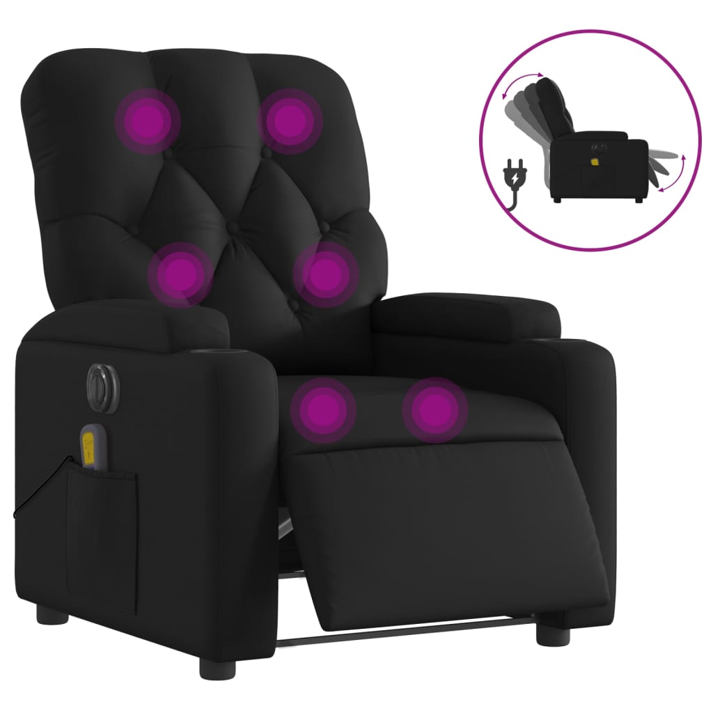 Electric Massage Recliner Chair Black Faux Leather