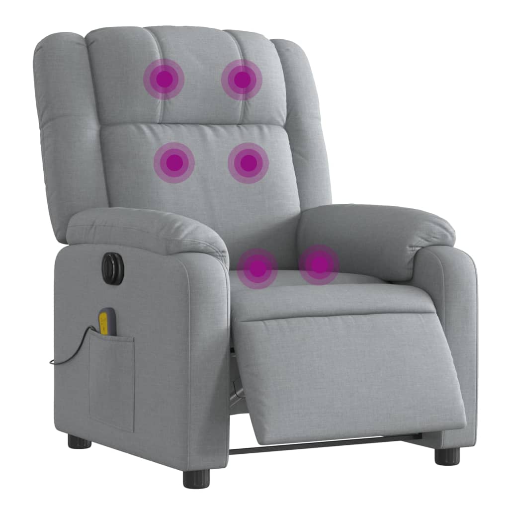 Electric Massage Recliner Chair Light Grey Fabric