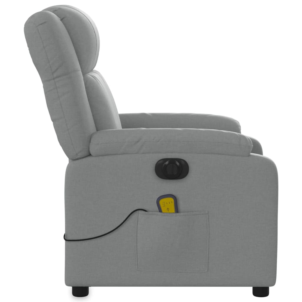 Electric Massage Recliner Chair Light Grey Fabric