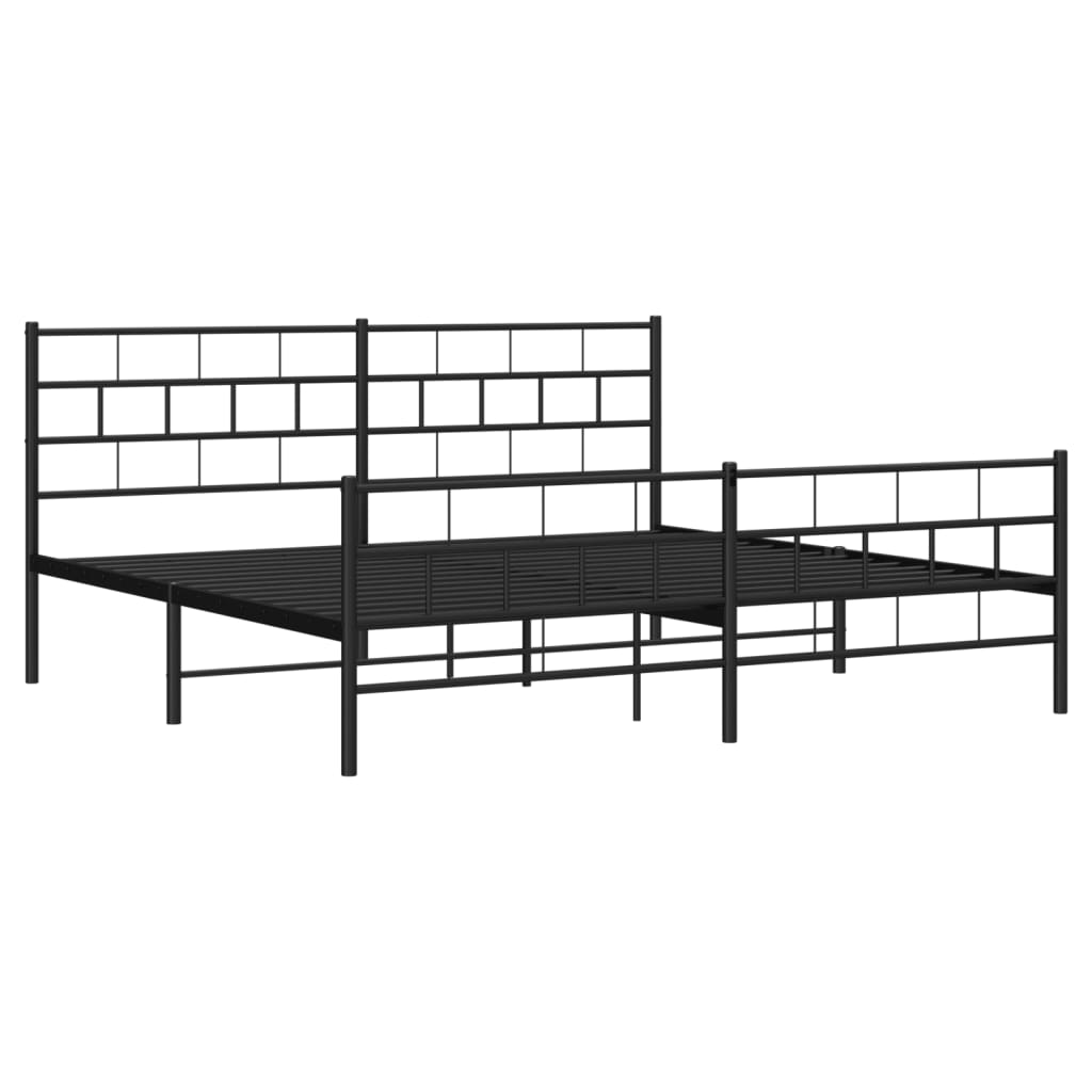 Metal Bed Frame without Mattress with Footboard Black 183x203 cm King