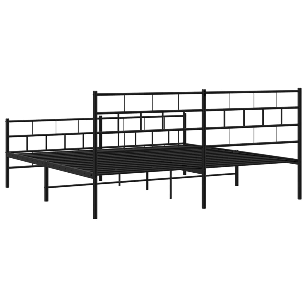 Metal Bed Frame without Mattress with Footboard Black 183x203 cm King