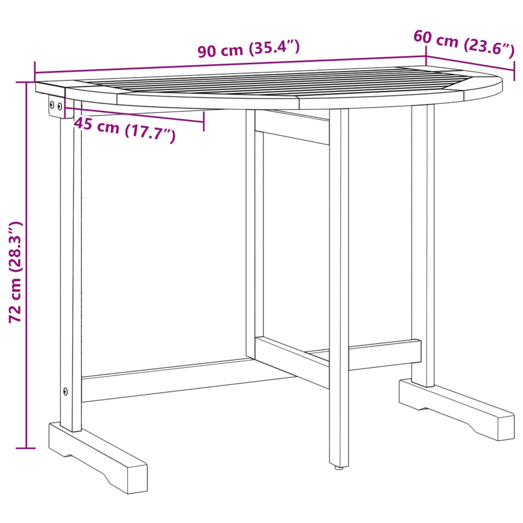 3 Piece Folding Garden Dining Set Solid Wood Acacia