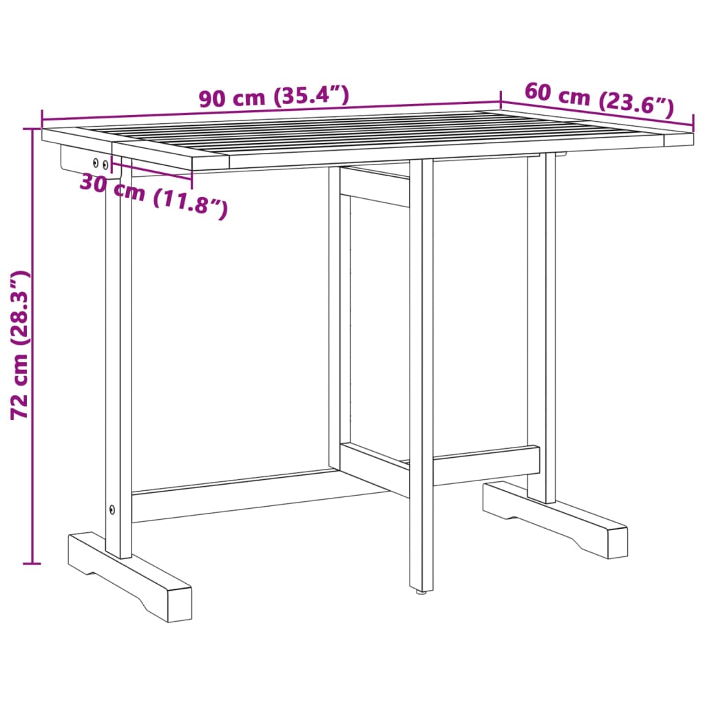 3 Piece Folding Garden Dining Set Solid Wood Acacia