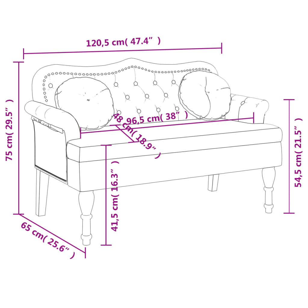 Bench with Cushions Dark Grey 120.5x65x75 cm Velvet