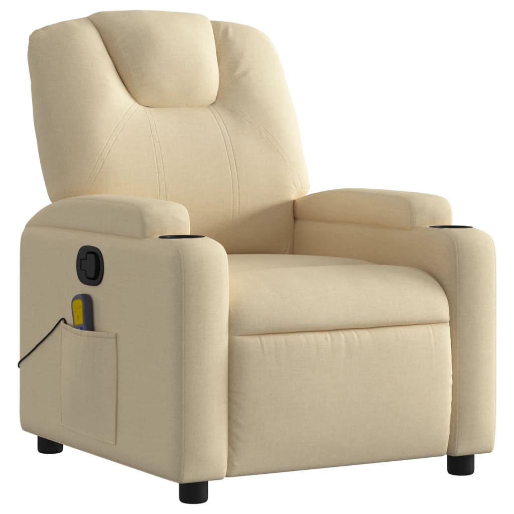 Massage Recliner Chair Cream Fabric