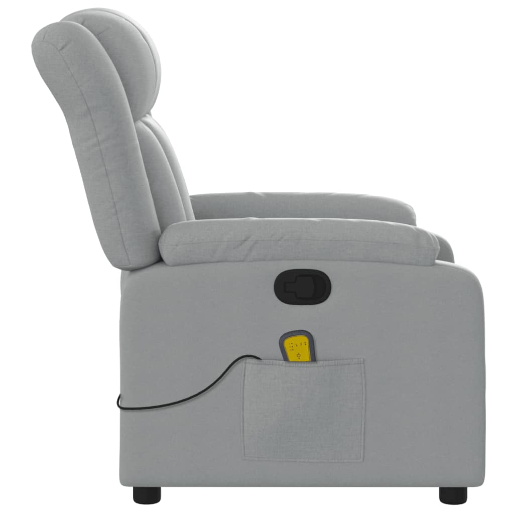 Massage Recliner Chair Light Grey Fabric