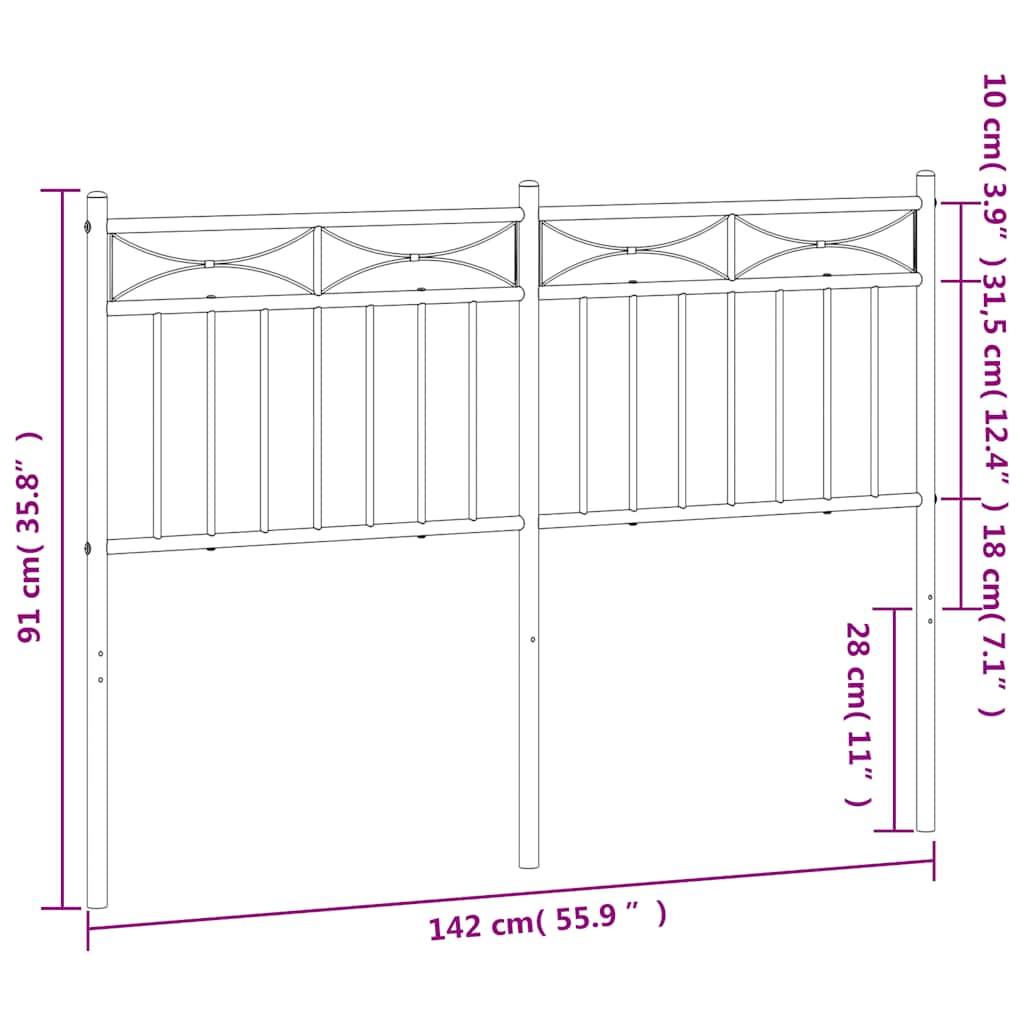 Metal Headboard Black 137 cm Double