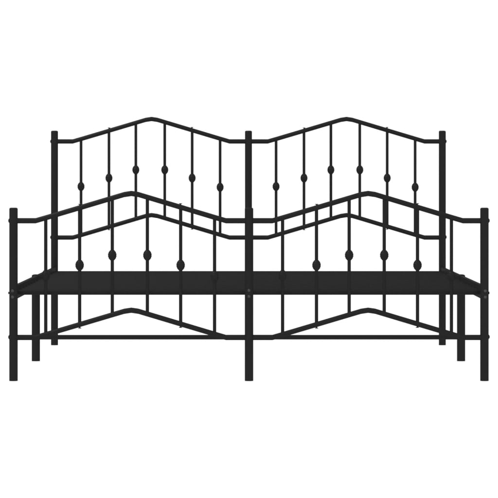 Metal Bed Frame without Mattress with Footboard Black 183x203 cm King