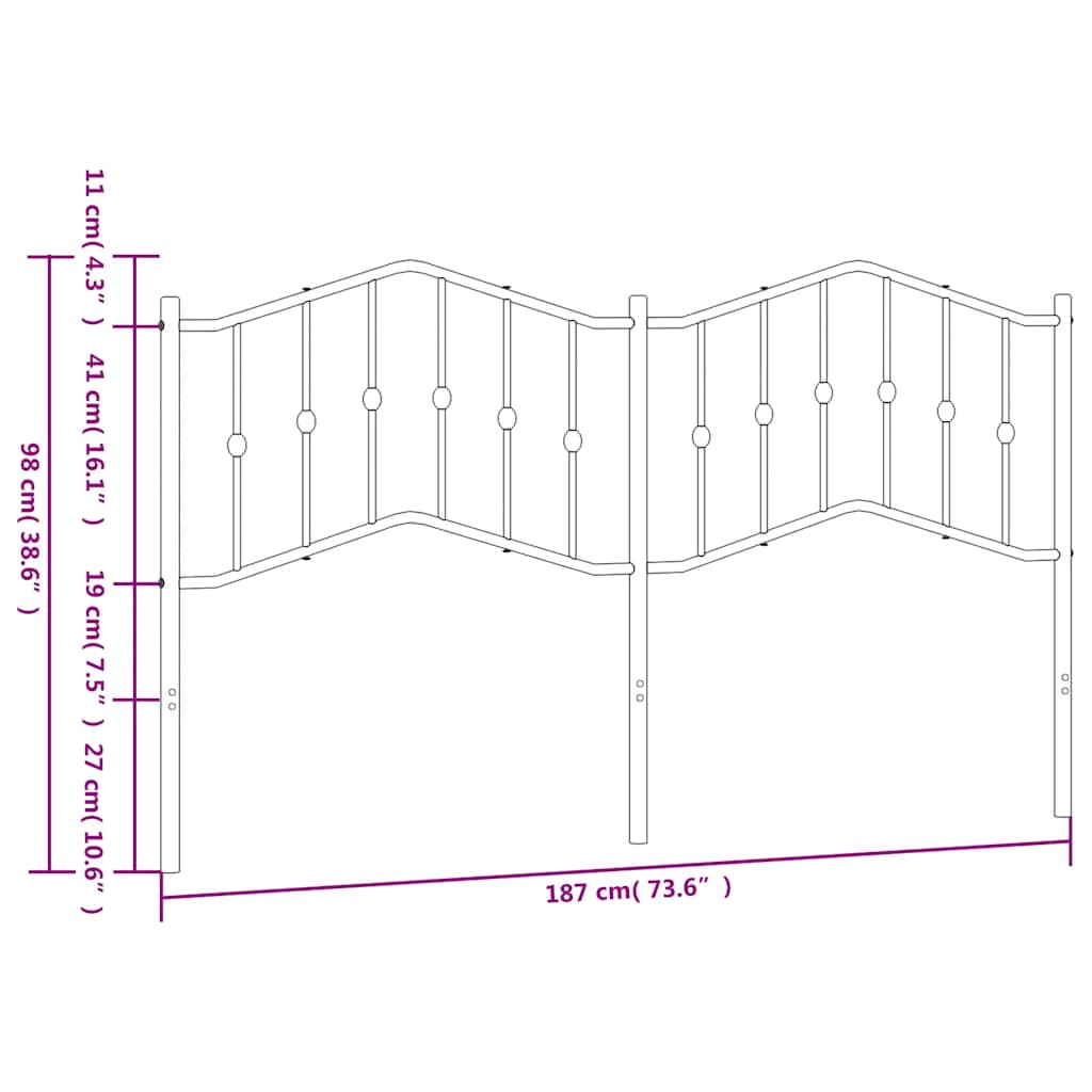 Metal Headboard White 183 cm King