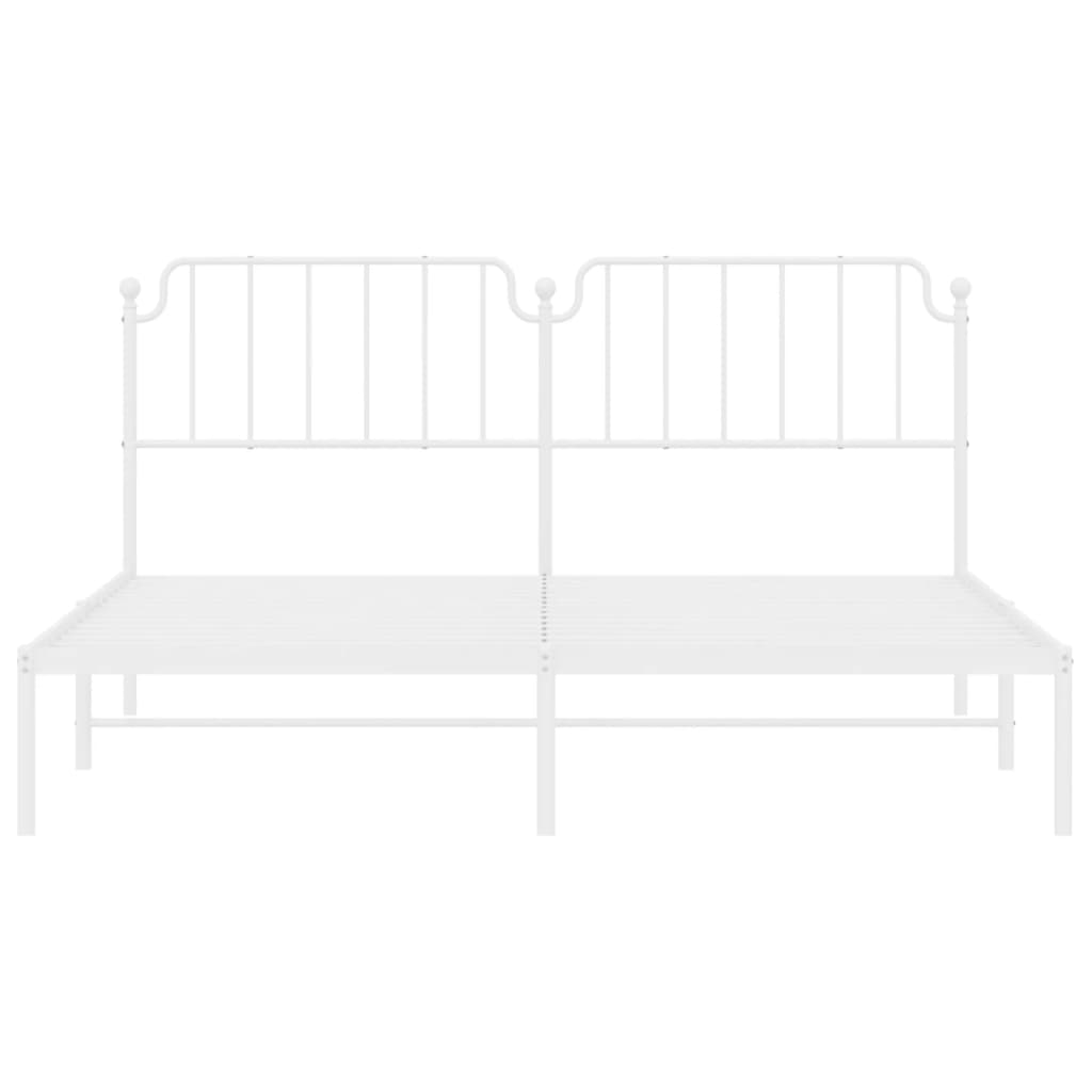 Metal Bed Frame without Mattress with Headboard White 183x203 cm King