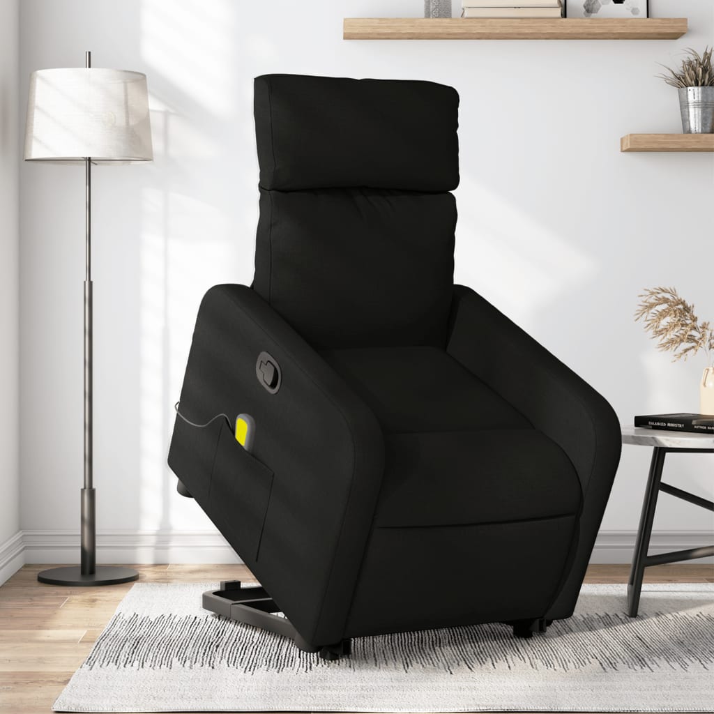 Electric Stand up Massage Recliner Chair Black Fabric