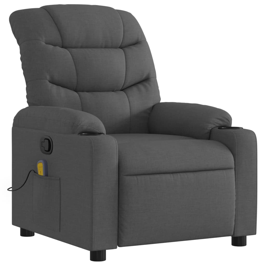 Massage Recliner Chair Dark Grey Fabric